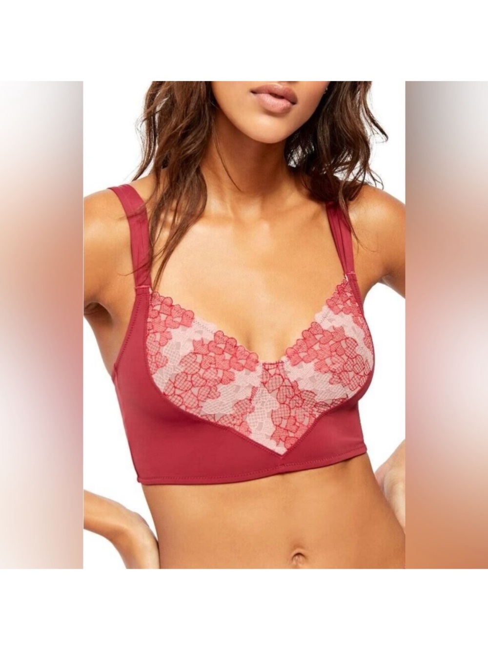 Free People Intimately Burgundy Love Story Soft Wire Free Bralette Size Small